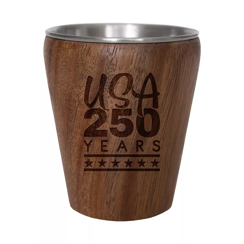 USA 250th Anniversary Engraved Acacia Shot Glass