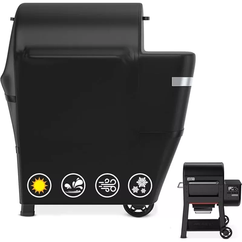 Utheer Grill Cover for Weber Searwood 600 Pellet Grill, Heavy Duty 600D Waterproof Fabric Grill Cover for Weber 3400145, Black