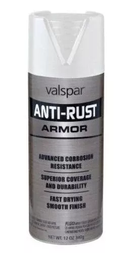 Valspar 044.0021920.076 Anti-Rust Armor Spray Paint, 12 Oz, Satin White