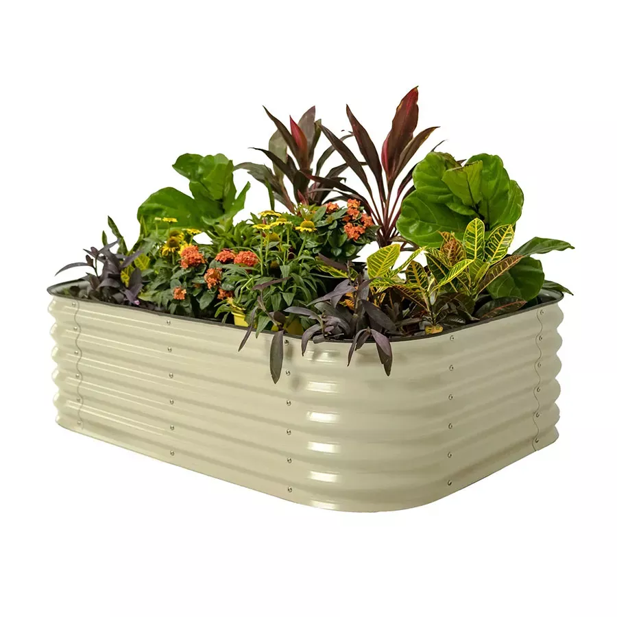 Vego Garden 17" tall 6 in 1 Modular Metal Raised Garden Bed Kit Pearl White