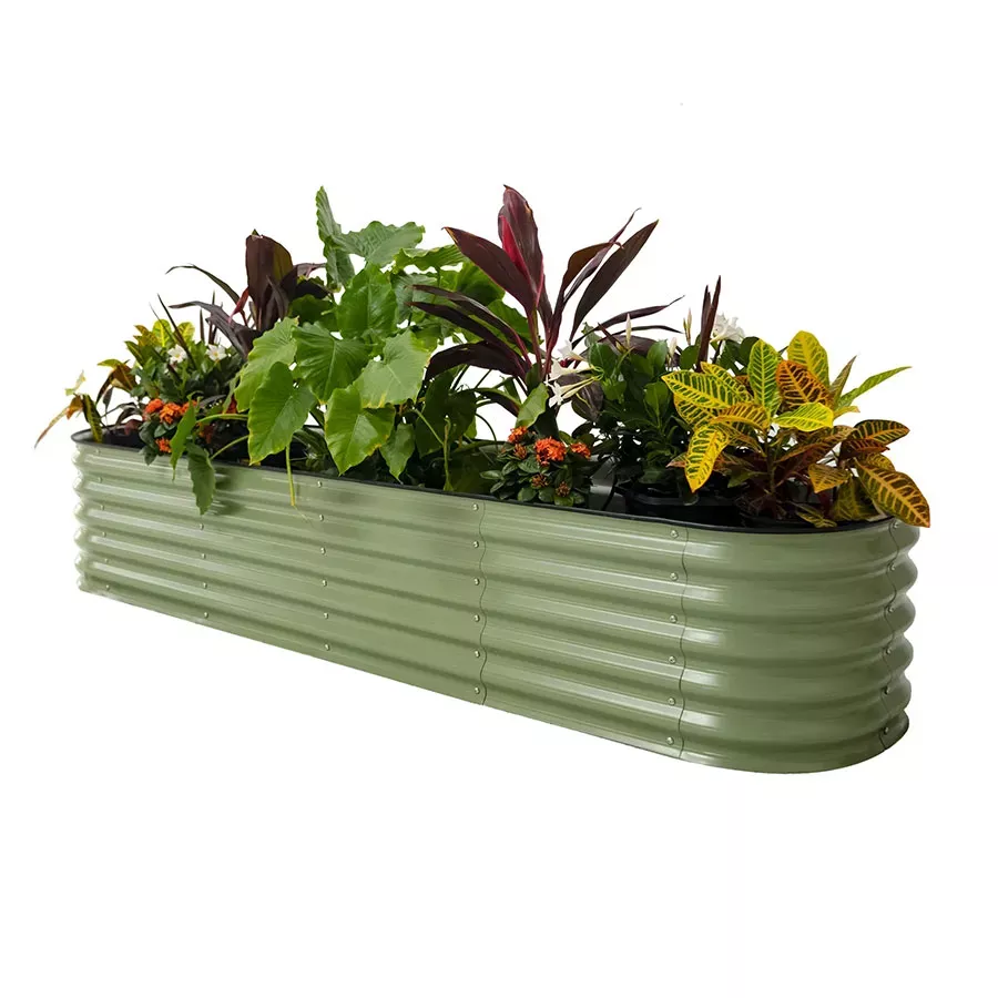 Vego Garden 17" Tall 9 in 1 Modular Metal Raised Garden Bed Kit Olive Green