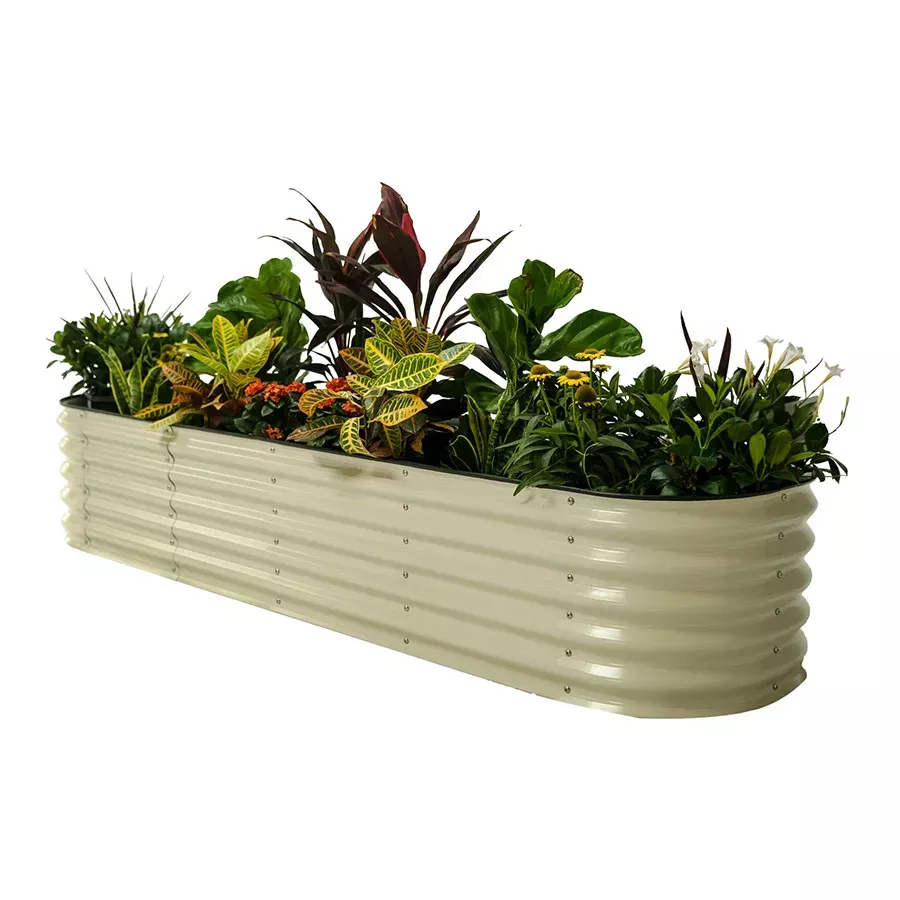 Vego Garden 17" Tall 9 in 1 Modular Metal Raised Garden Bed Kit Pearl White