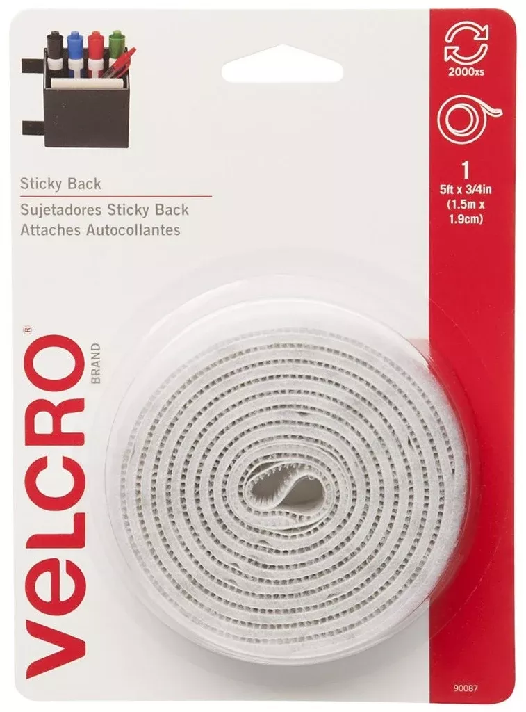 Velcro 90087 Sticky Back Tape, 3/4" x 5', White