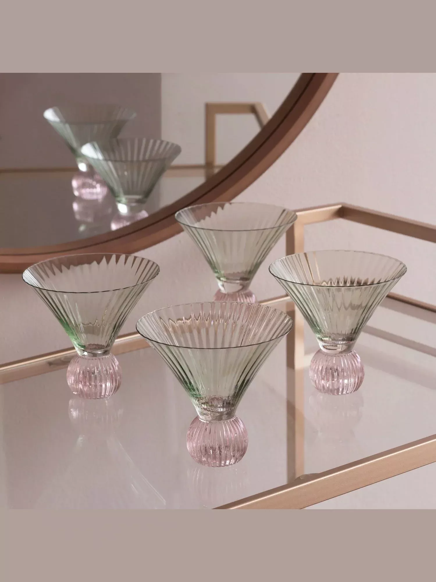 Venice Martini Glasses Set of 4 - Pink / Green