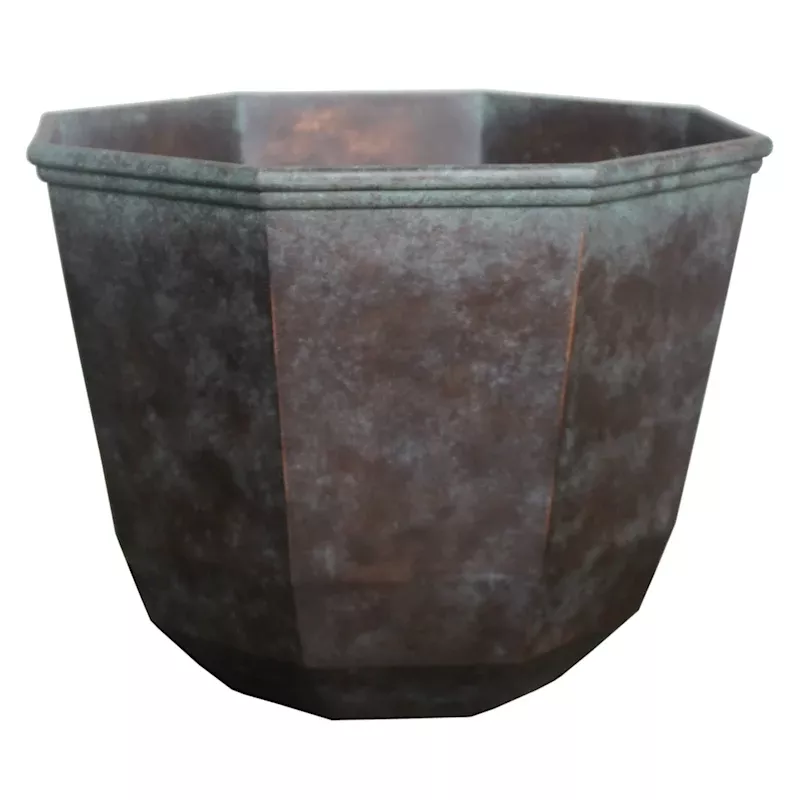 Verdigris Facet Outdoor Planter, Medium