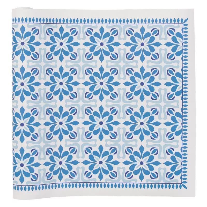 Vinyl Blue & Ivory Runner, 2x5