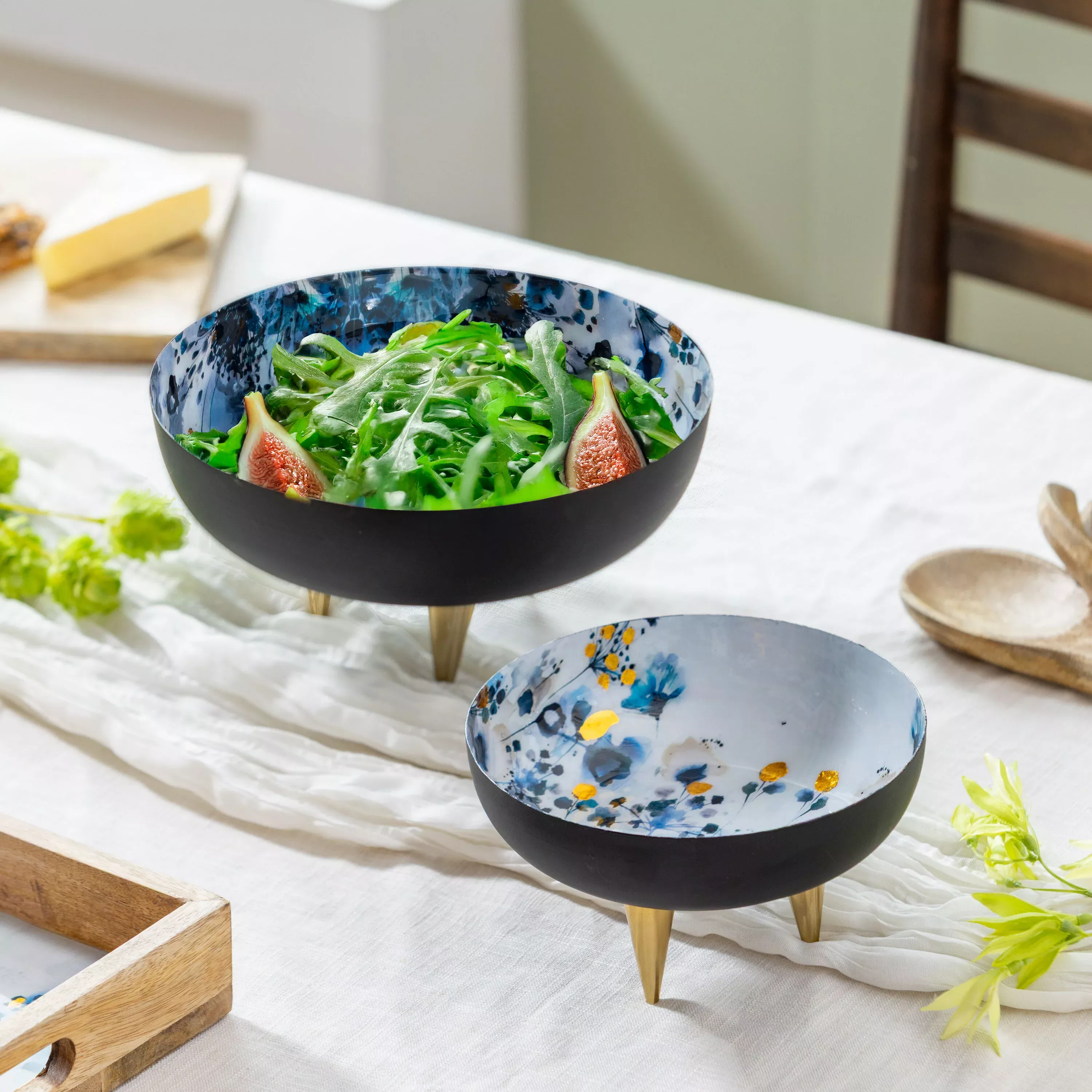 VivaStyle Gilded Meadow Bowl,Metal, Set of 2 PCS
