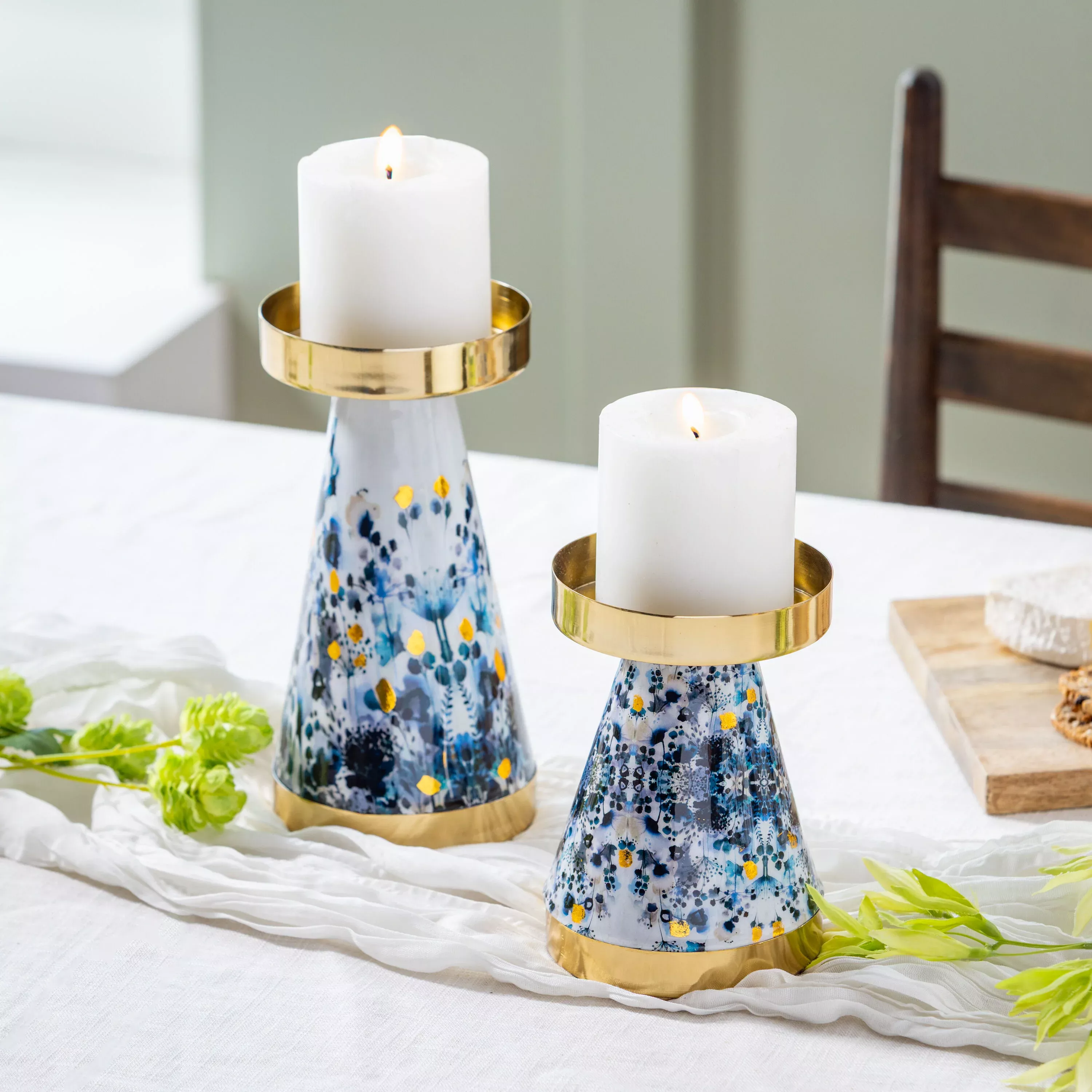 VivaStyle Gilded Meadow Candle Holder, Metal, Set of 2