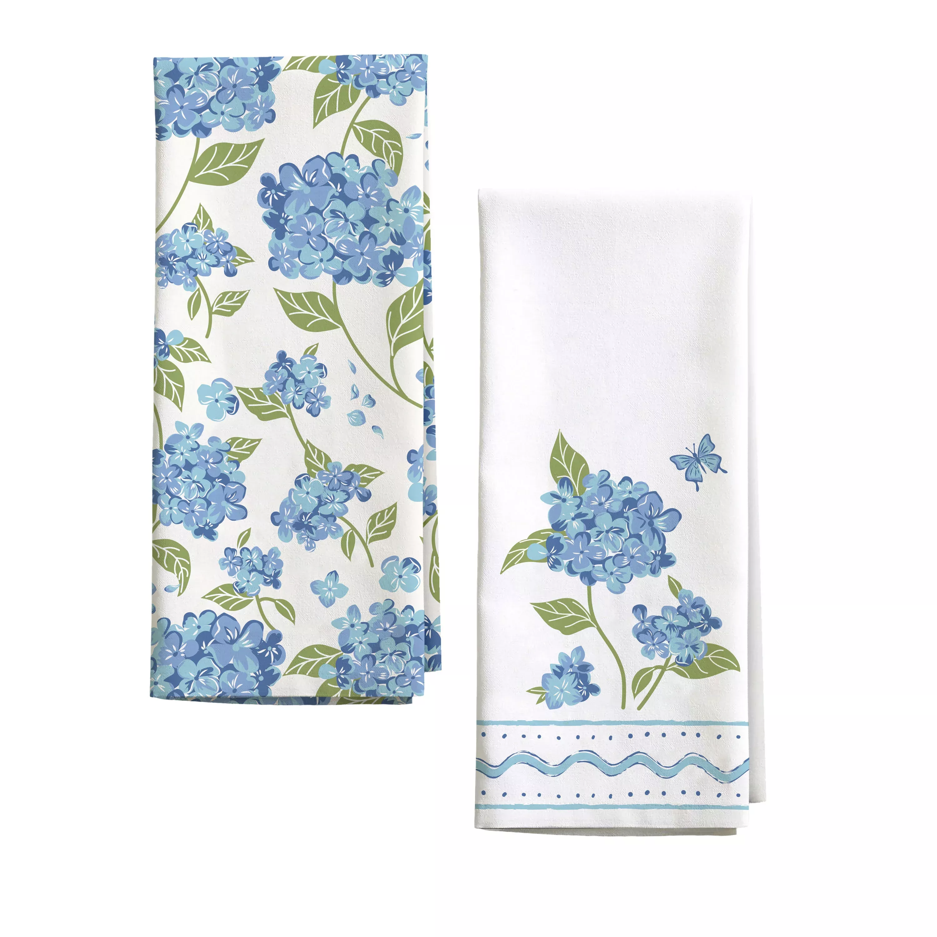 VivaStyle Kitchen Towel, Hydrangea Printed Tea Towel, Set of 2