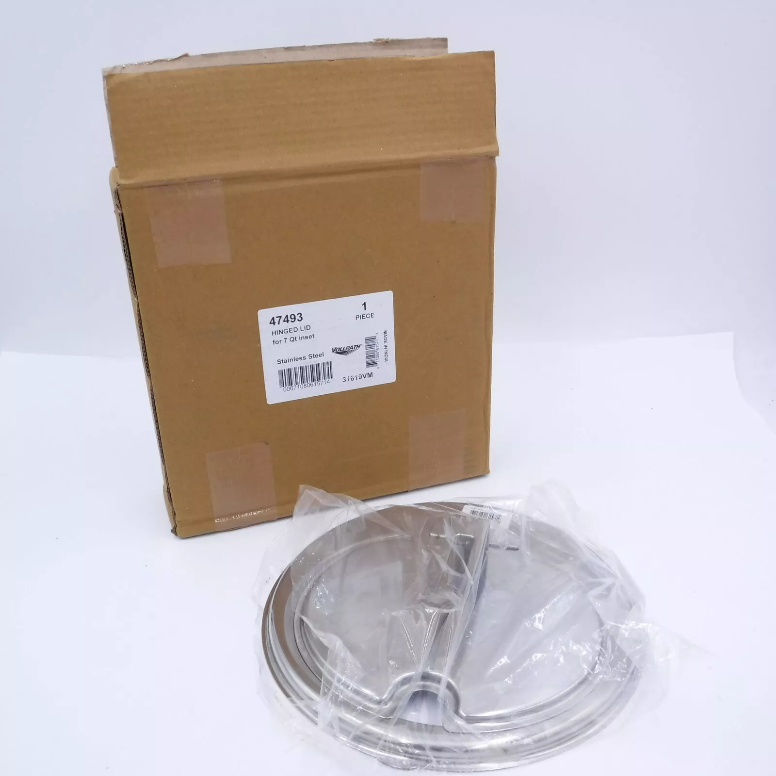 Vollrath 47493 Hinged Contemporary Inset Cover Lid for 7 Quart Stainless Steel