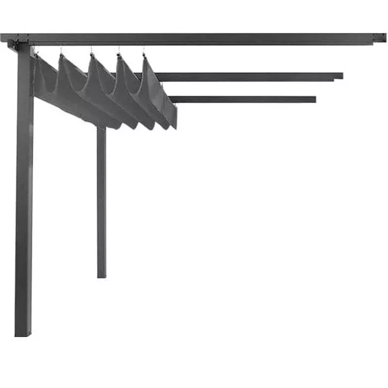 Wall Mounted Pergola with Retractable Canopy 3m x 4m