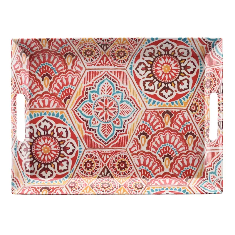 Warm Paisley Melamine Serving Tray, 15"