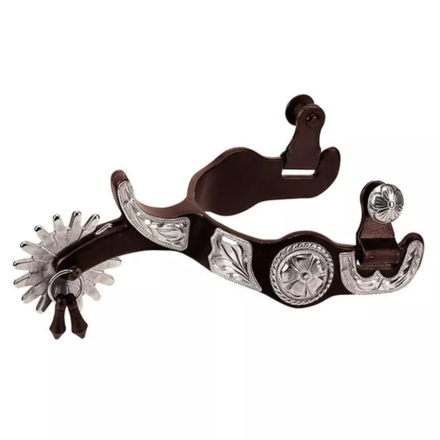 Weaver Leather Mens Show Spurs with Engraved German Silver Trim