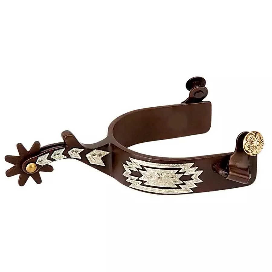 Weaver Men's Antiqued Spurs with Engraved German Silver Trim