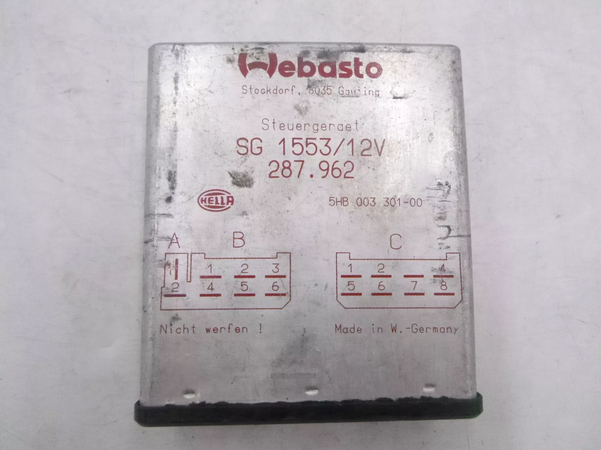 Webasto SG1553/12V 287.962 Hydro Hot Burner Control Unit