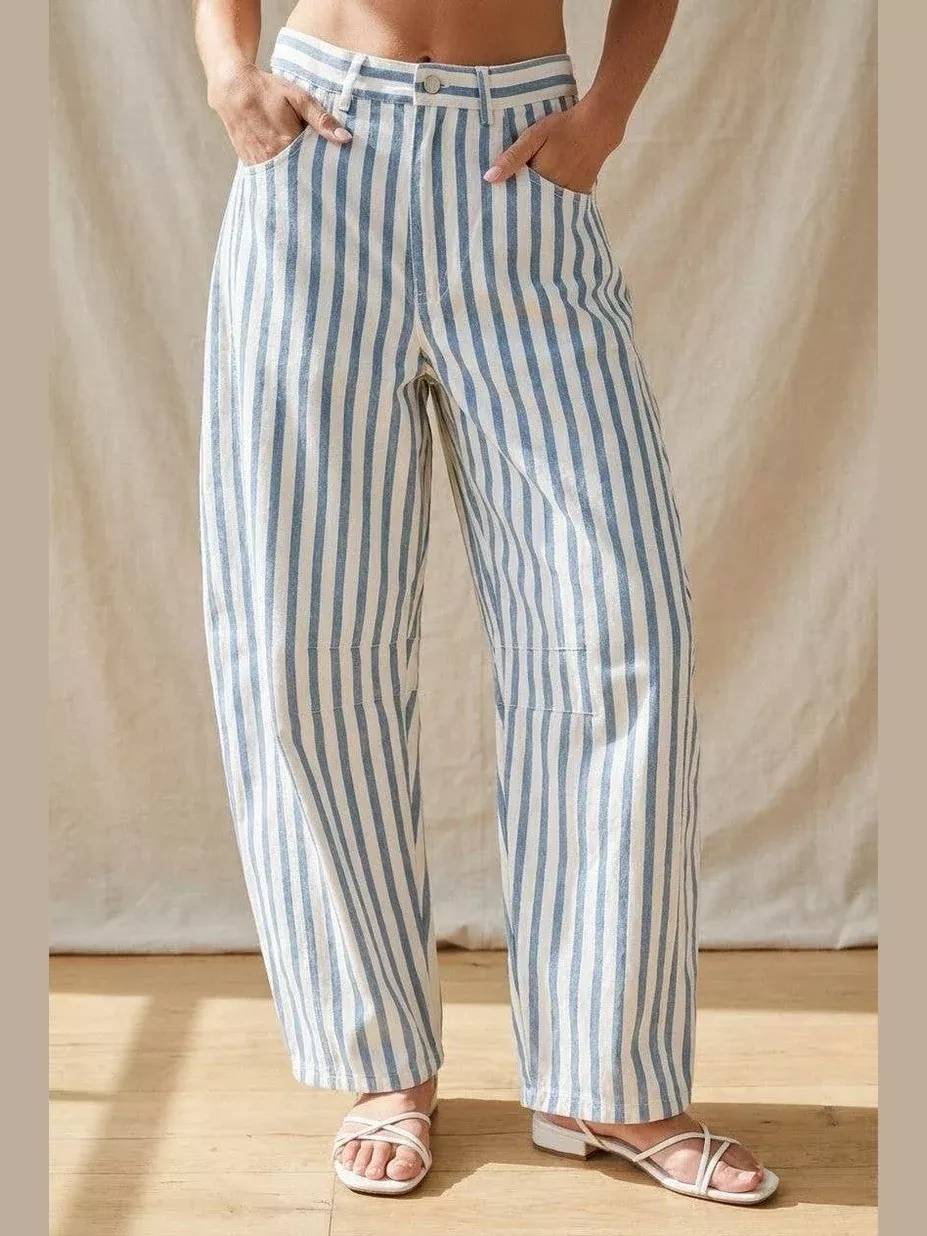 Weekend Stripe Barrel Pants