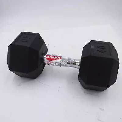 Weider Black Rubber Hex Dumbbell 40lb Single