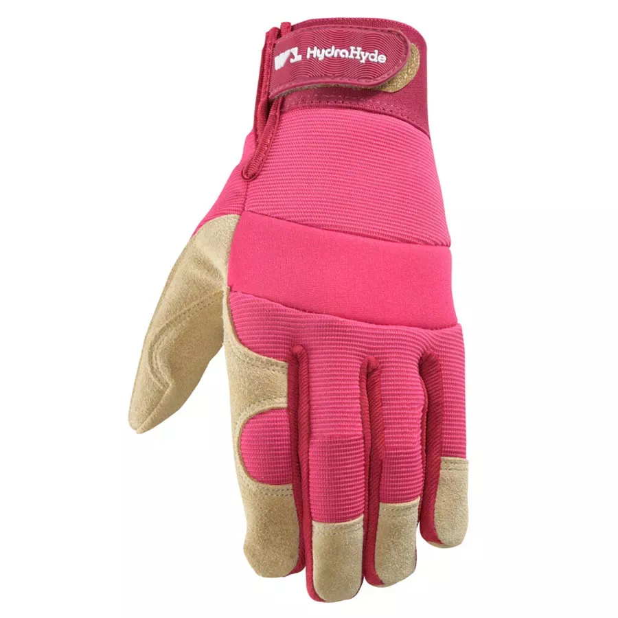 Wells Lamont Women's Hydrahyde Split Leather Hybrid Gloves - Red