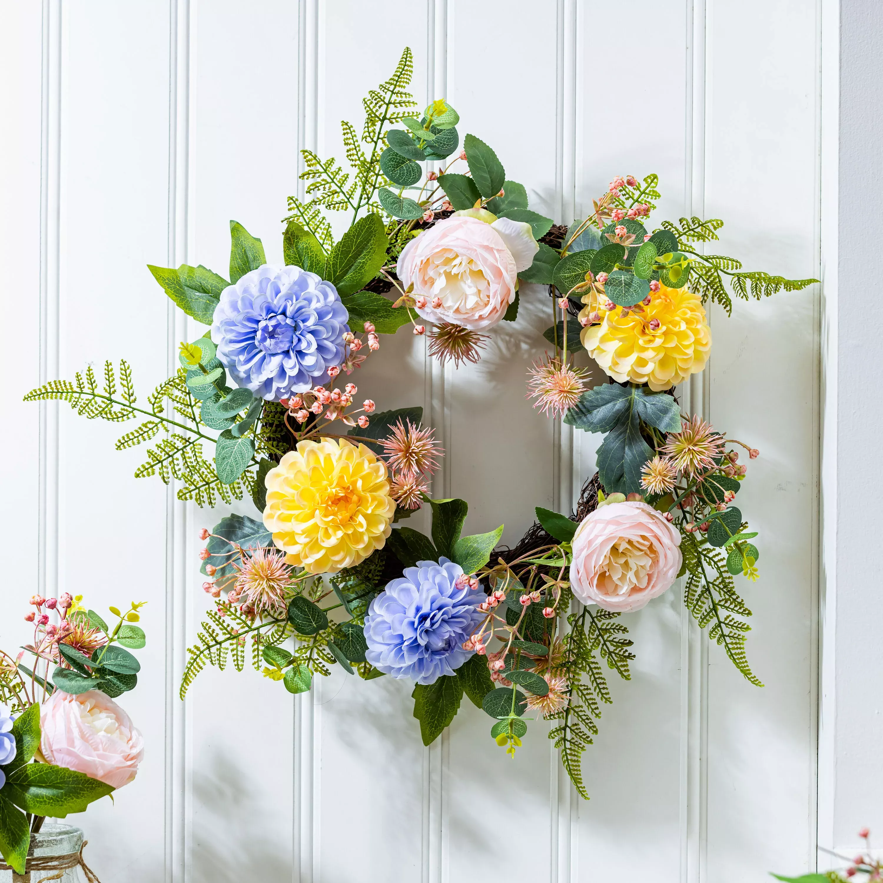 What She Shed Wreath Artificial Floral, 21.5"