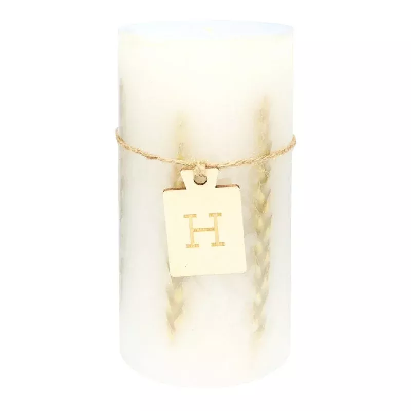Wheat Embedded Unscented Pillar Candle, 3x6