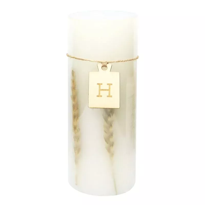 Wheat Embedded Unscented Pillar Candle, 3x8