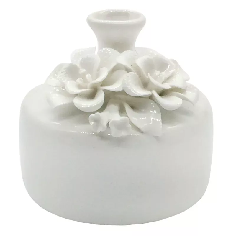 White 3D Floral Porcelain Vase, 3"