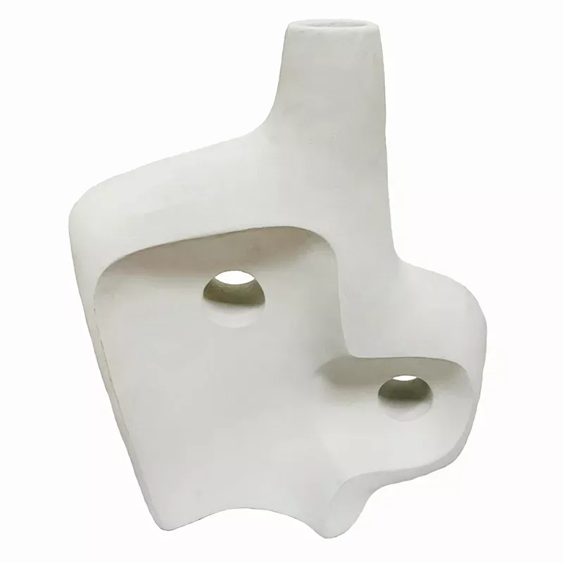 White Abstract Vase, 10"