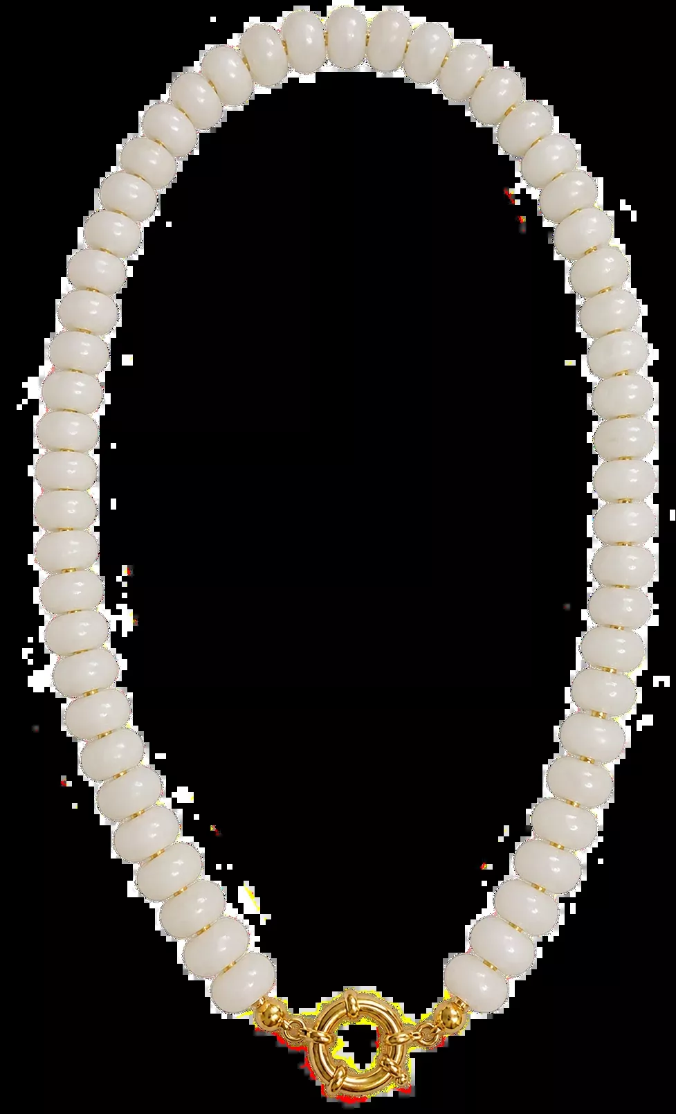 White Beaded Gold Sailor Clasp Necklace