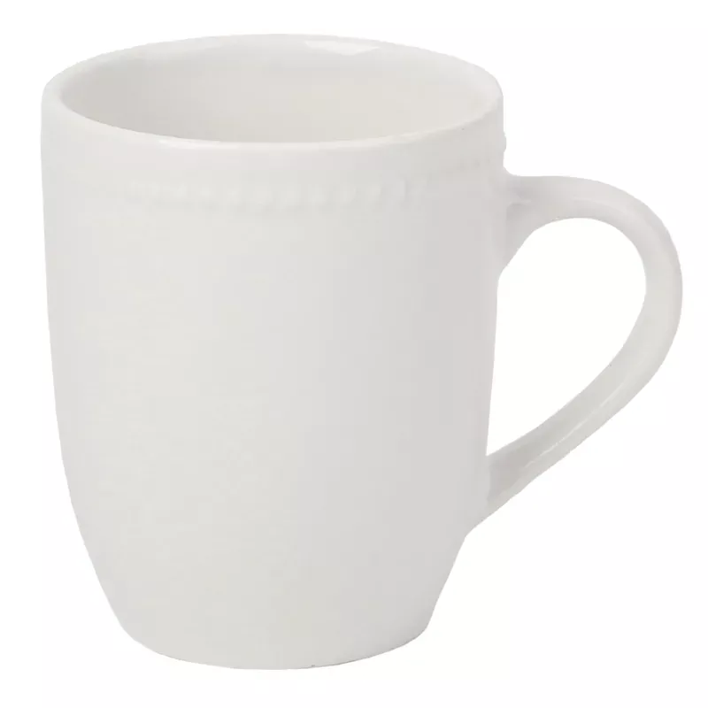 White Beaded Mug, 12oz