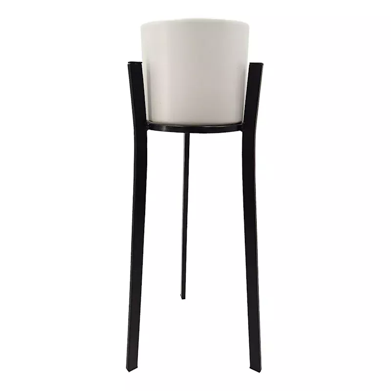 White & Black Metal Planter Stand, Small