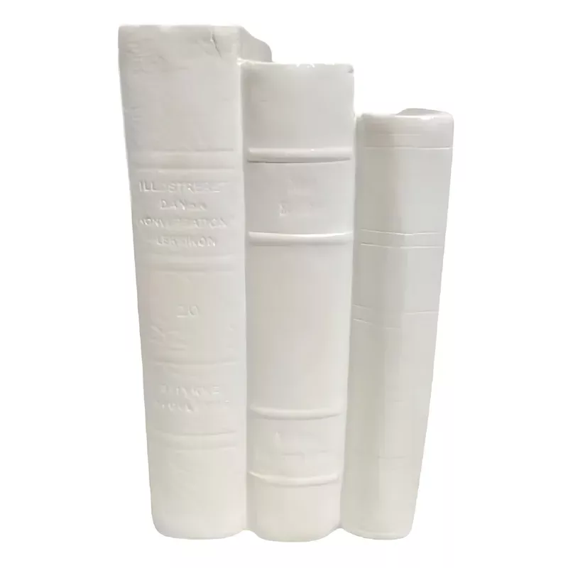 White Bookstack Table Decor, 8"