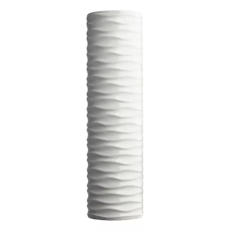 White Carved Wooden Vase, 16"