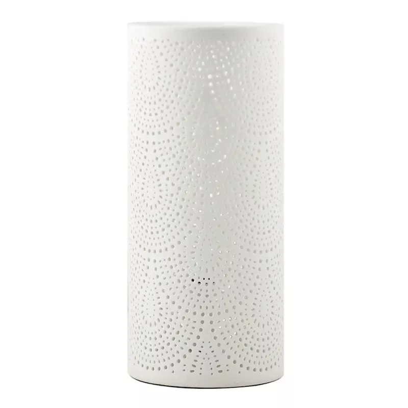 White Ceramic Cutout Uplight Lamp, 11"