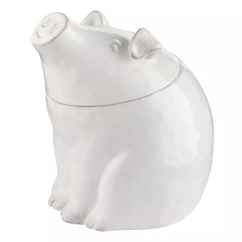 White Ceramic Pig Cookie Jar