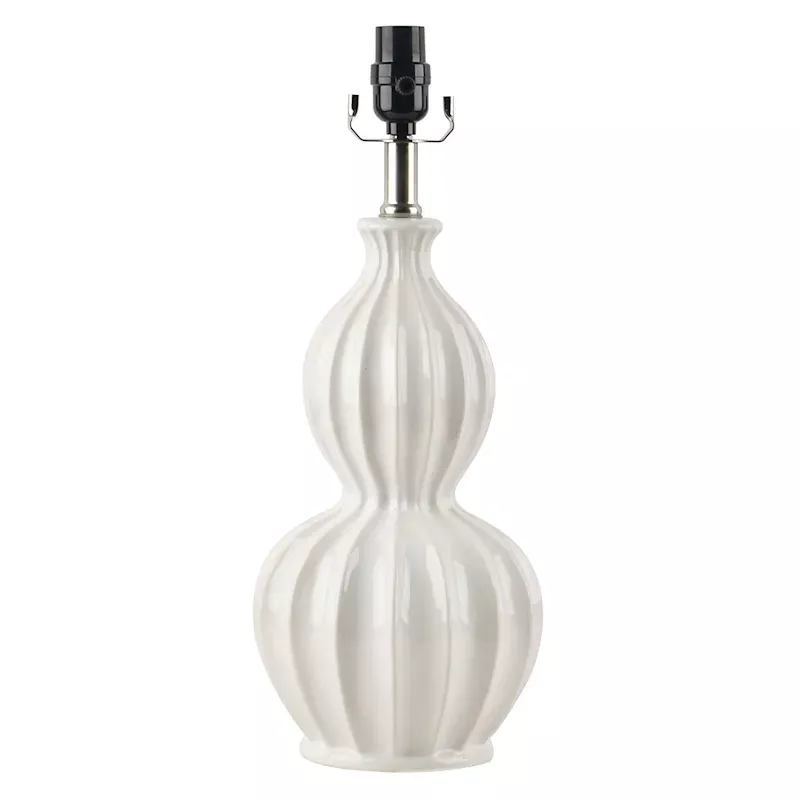 White Ceramic Ribbed Table Lamp Base, 19"