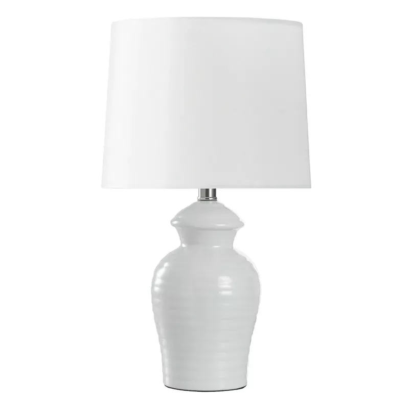 White Ceramic Table Lamp with Shade, 15"