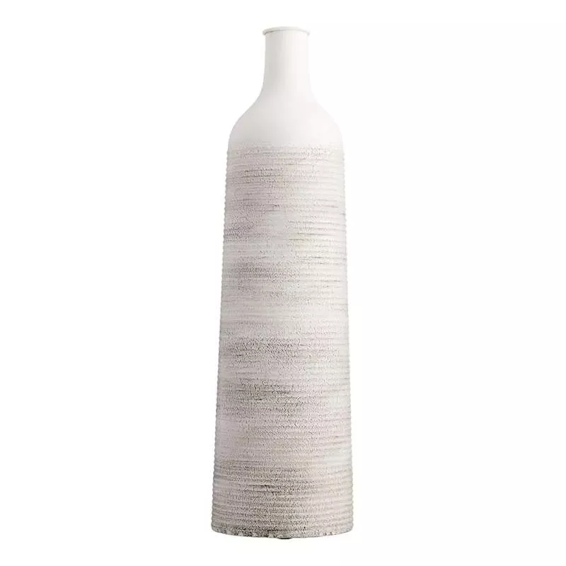 White & Cream Metal Vase, 20"
