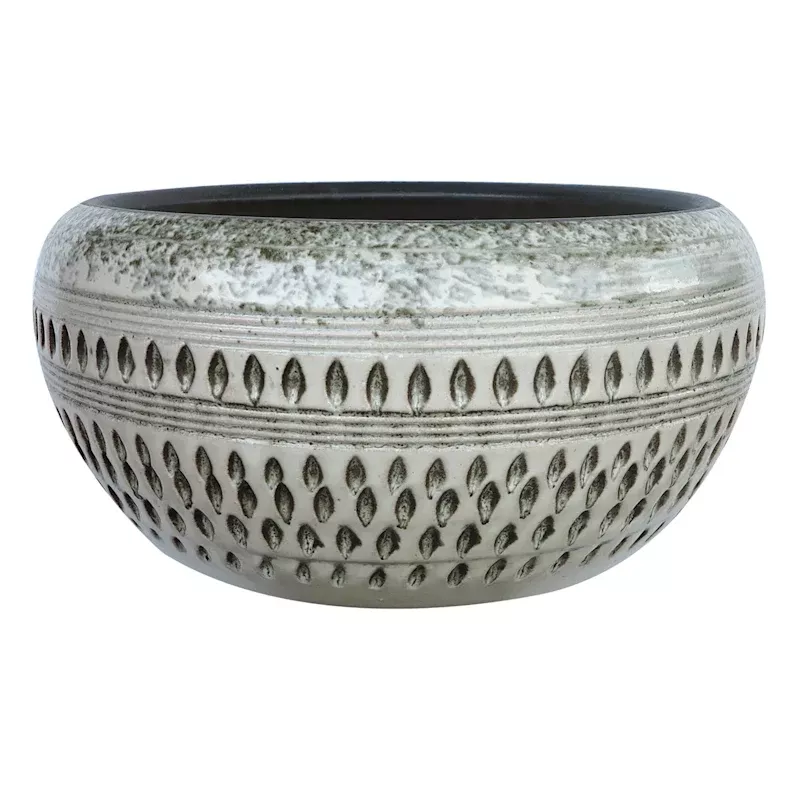 White Cyber Ceramic Outdoor Decorative Bowl, Medium