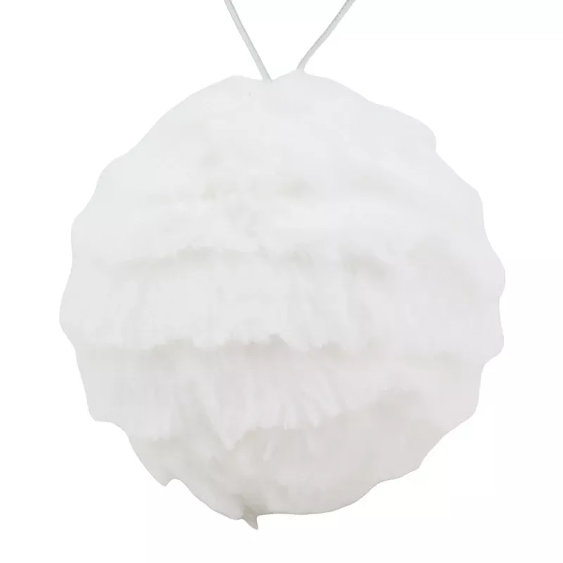 White Faux Fur Ball Ornament, 4"