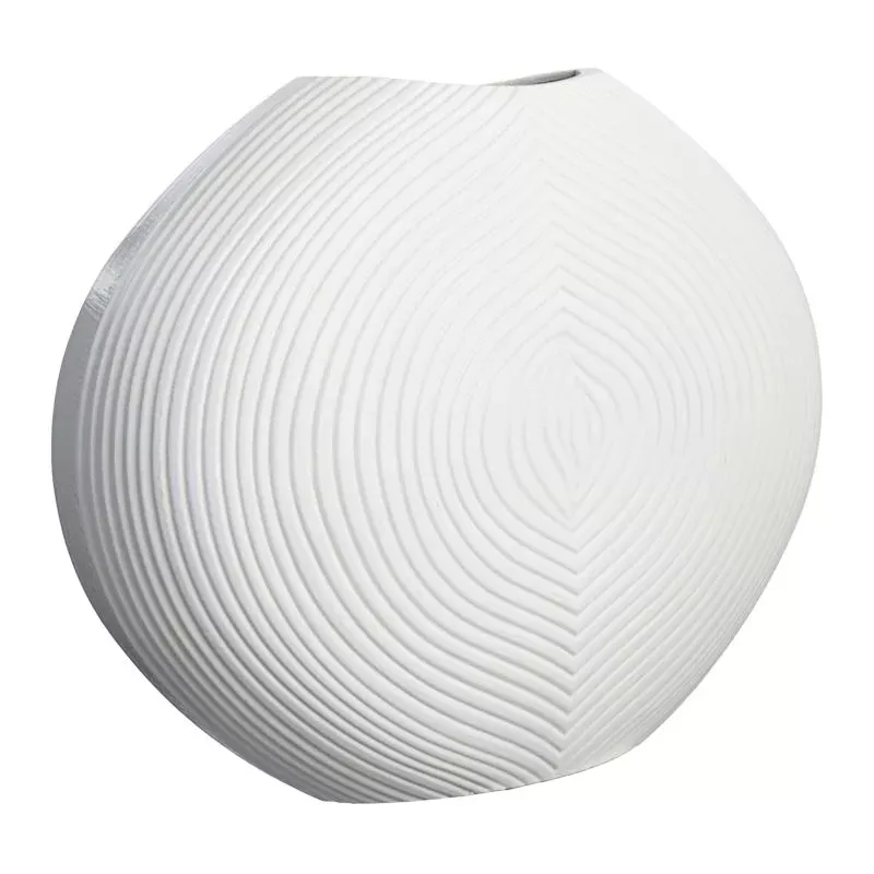 White Faux Wood Vase, 14"