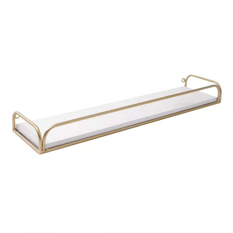 White Faux Wood Wall Shelf, 24"