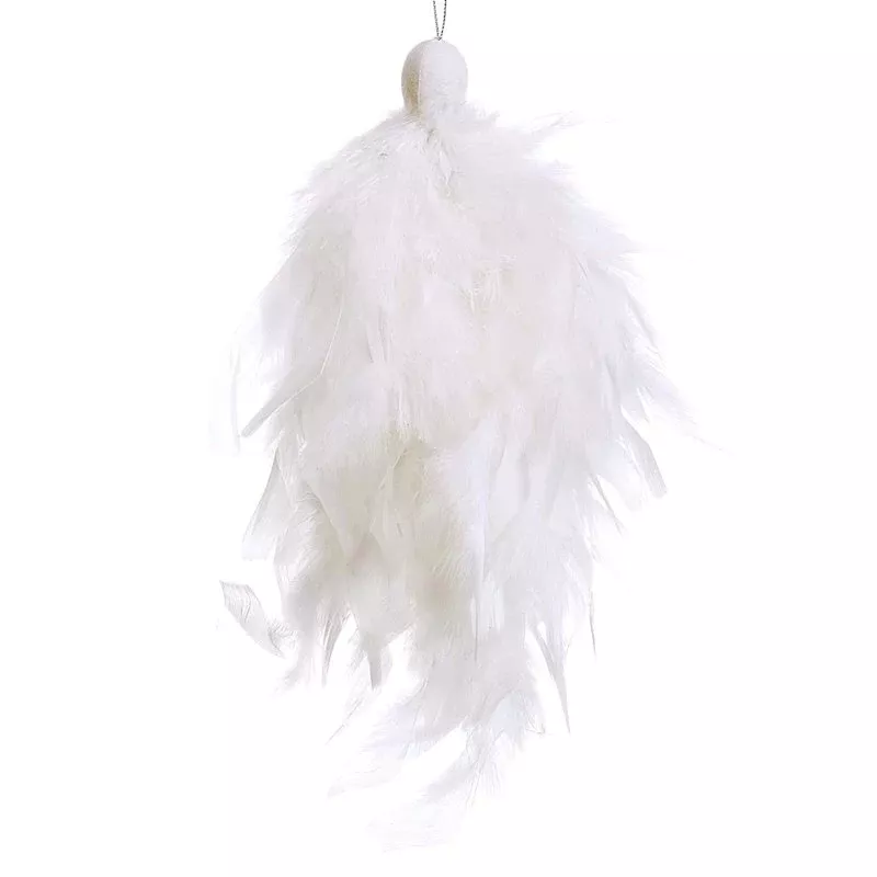 White Feather Tassel Ornament, 8"