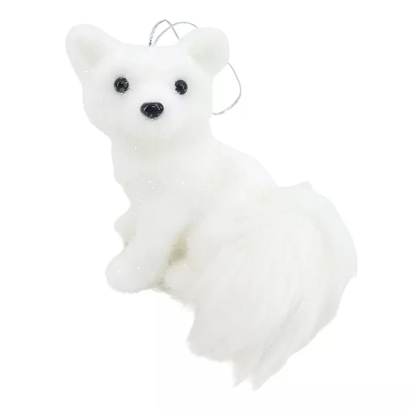 White Fox Ornament, 4.3"
