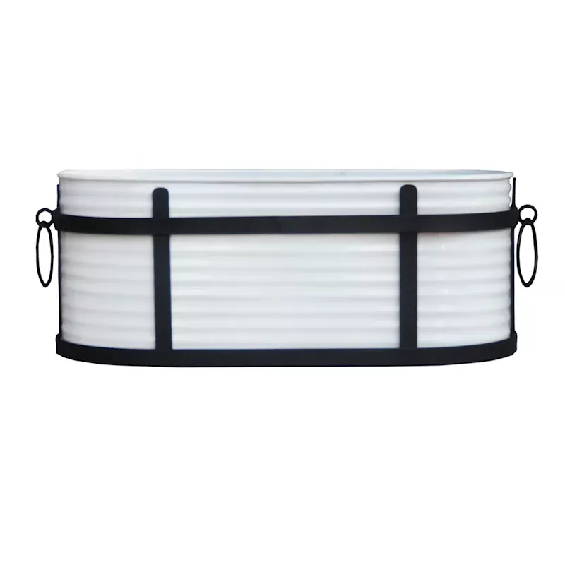 White Galvanized Basin Outdoor Planter, Large