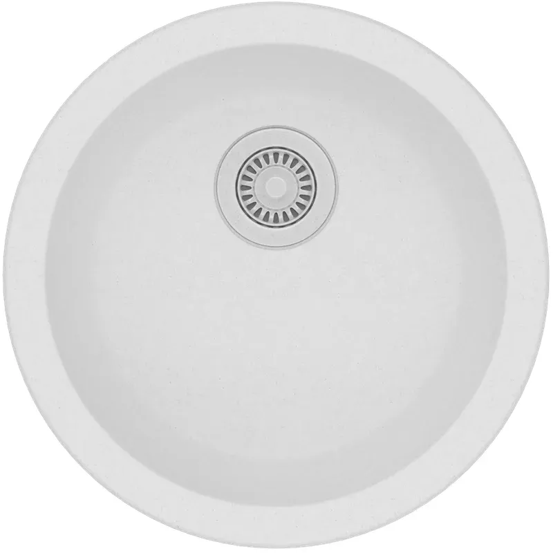 White Granite Quartz Stone Kitchen/Laundry Sink Round Single Bowl Top/Under Mount 460mm
