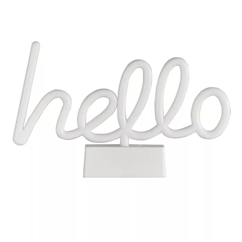 White Hello Neon Light Stand, 7.5"