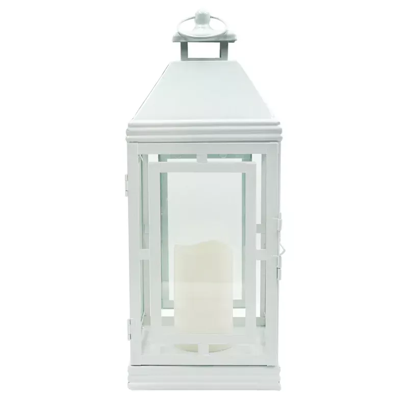 White LED Metal Lantern, 17.3"