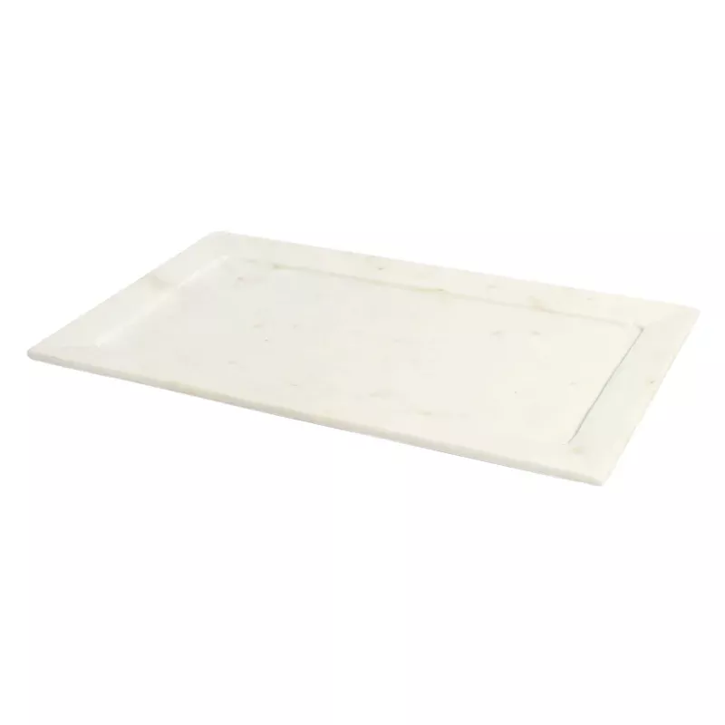 White Marble Rectangle Rimmed Tray