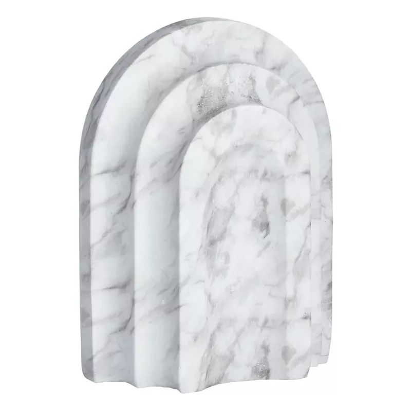 White Marbled Arcade Bookend, 8"