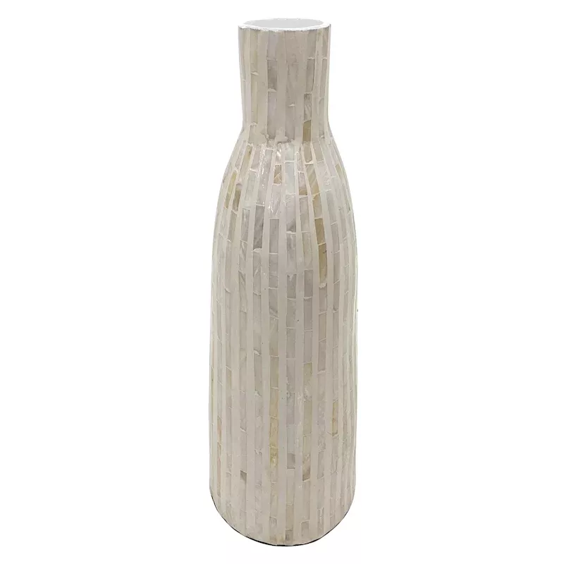 White Mother of Pearl Vase, 14"
